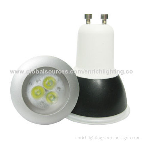 3 x 1W GU10 LED Spotlights with 85 to 265V AC Input Voltage and Aluminum Housing, 49.5 x 62mm SizeNew